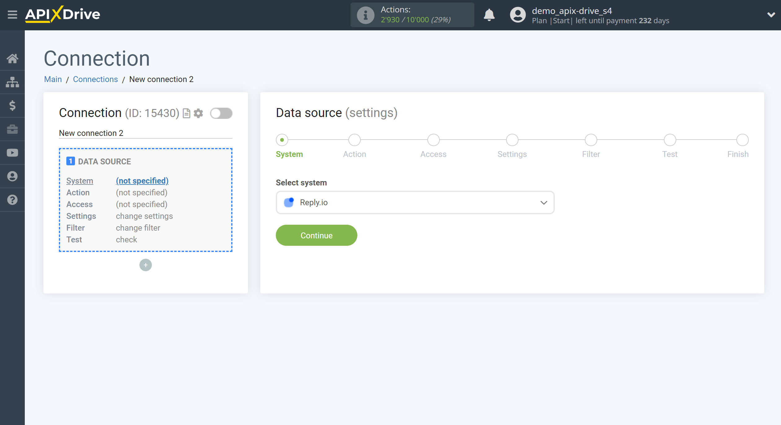 How to Connect Reply.io as Data Source | System selection How to Connect Reply.io as Data Source | System selection
