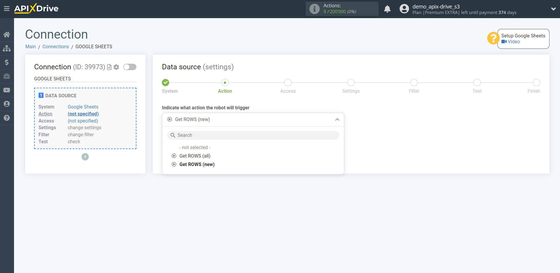 How to Connect Google Sheets as Data Source | Action selection How to Connect Google Sheets as Data Source | Action selection