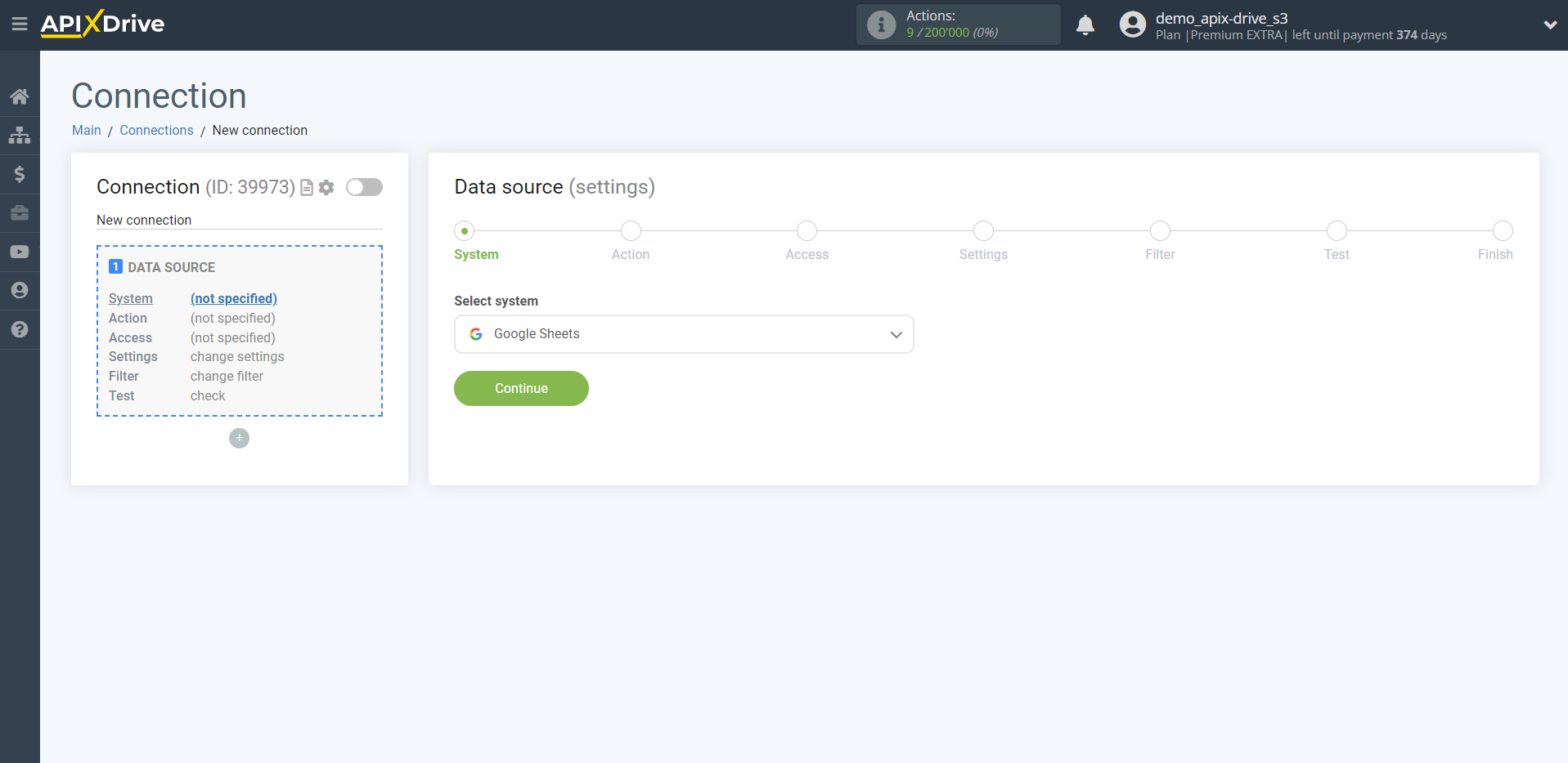 How to Connect Google Sheets as Data Source | System selection How to Connect Google Sheets as Data Source | System selection