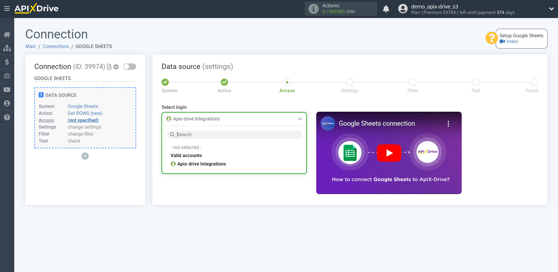 How to Connect Google Sheets as Data Source | Account selection How to Connect Google Sheets as Data Source | Account selection