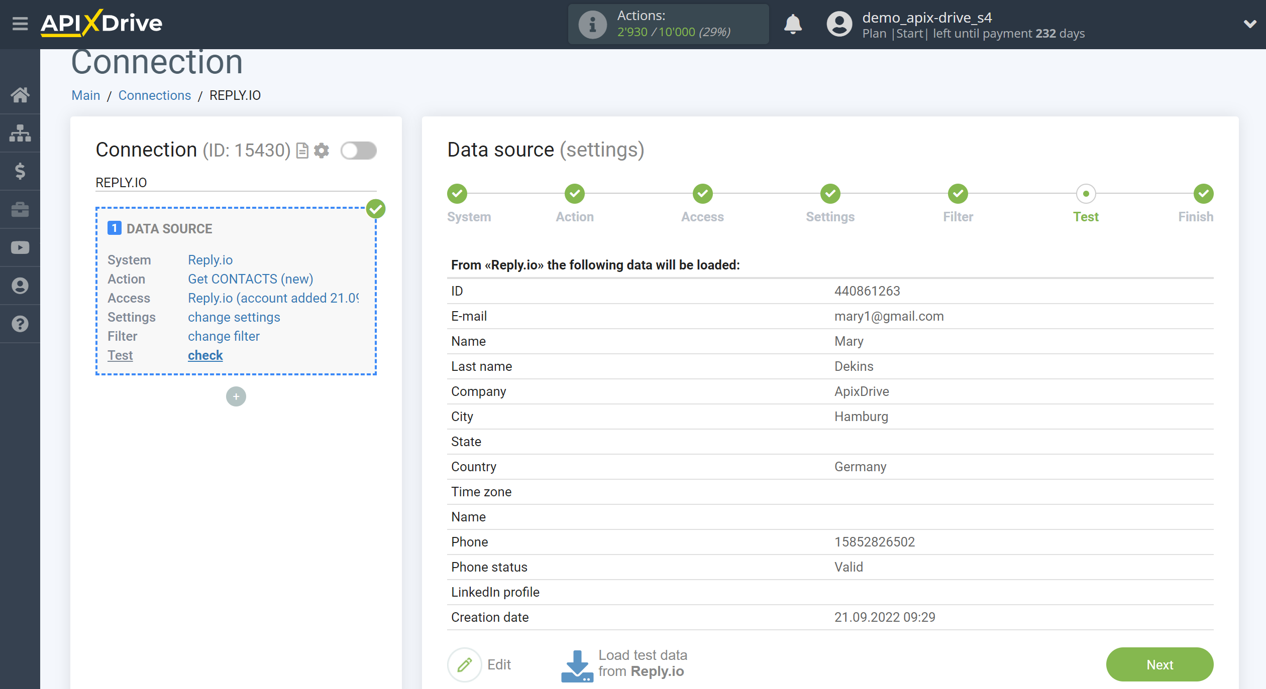 How to Connect Reply.io as Data Source | Test data How to Connect Reply.io as Data Source | Test data