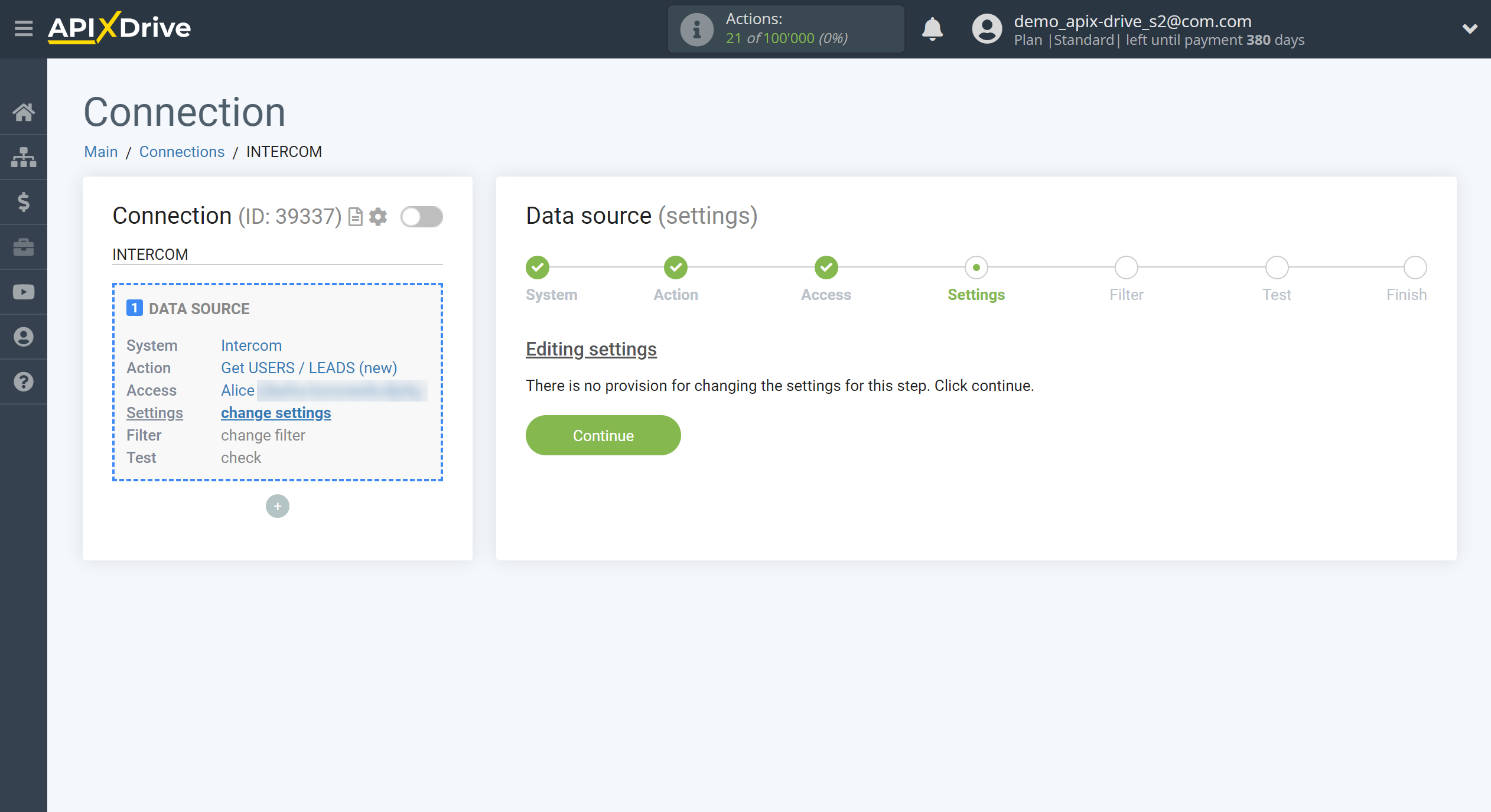 How to Connect Intercom as Data Source | Editing settings How to Connect Intercom as Data Source | Editing settings