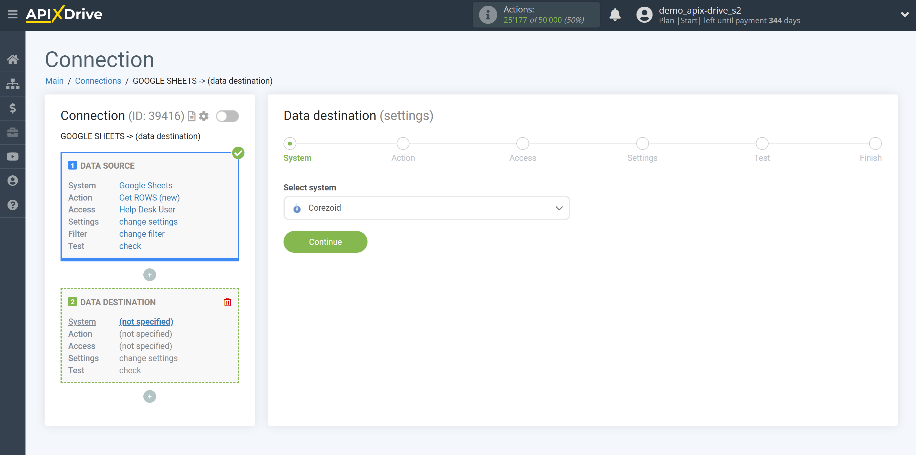 How to Connect Corezoid as Data Destination | System selection How to Connect Corezoid as Data Destination | System selection