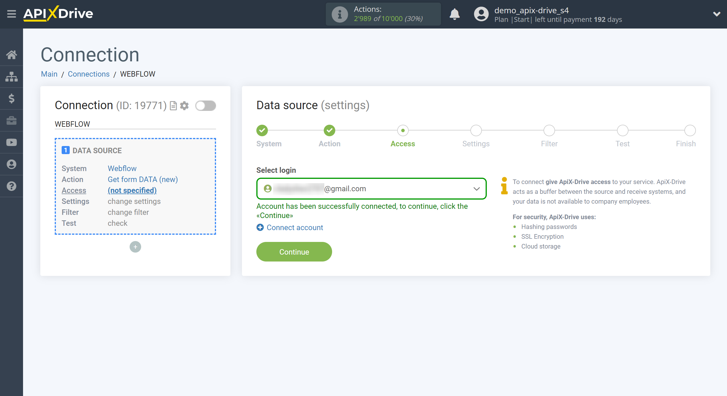 How to Connect Webflow as Data Source | Account selection How to Connect Webflow as Data Source | Account selection