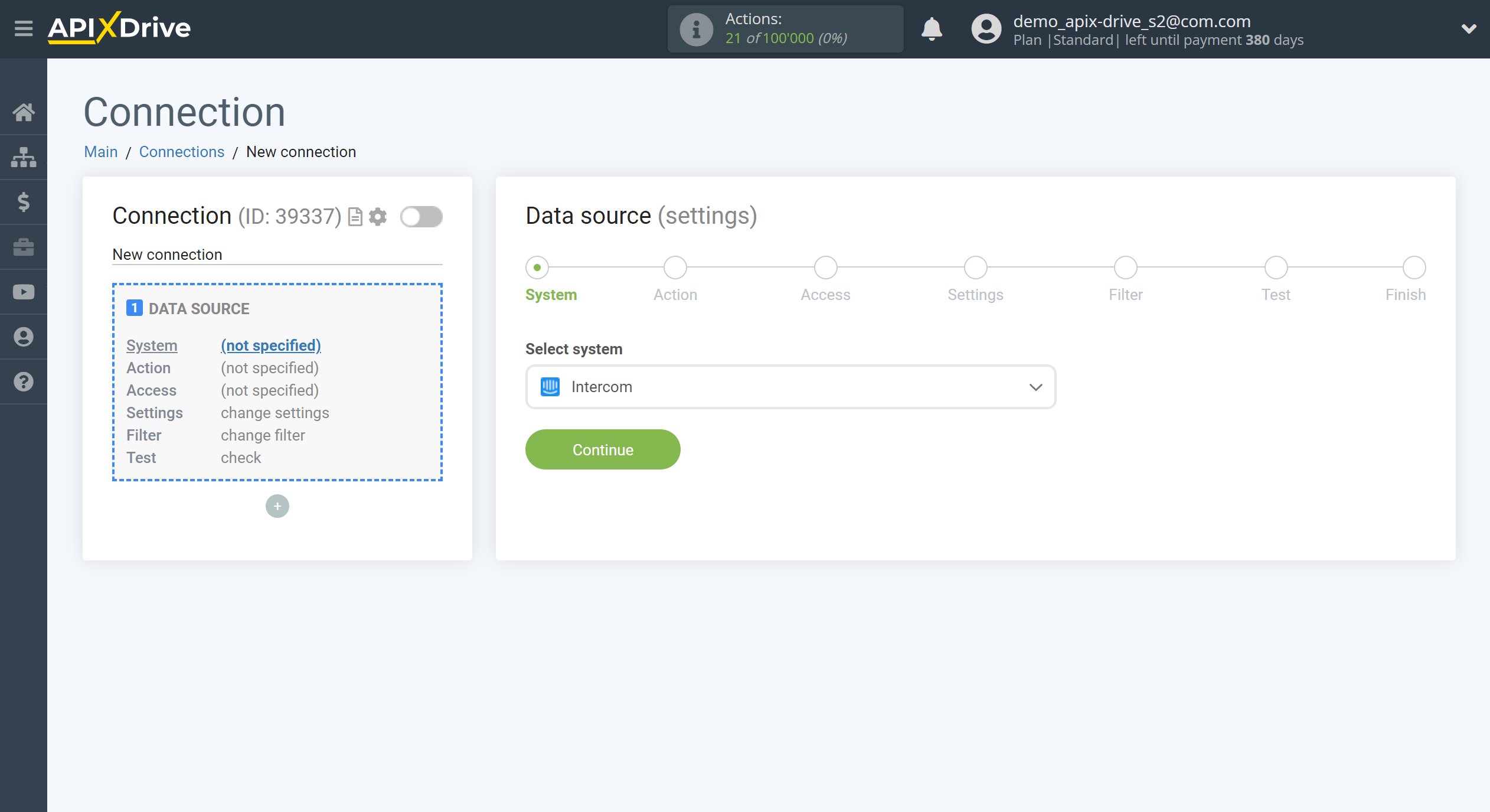 How to Connect Intercom as Data Source | System selection How to Connect Intercom as Data Source | System selection