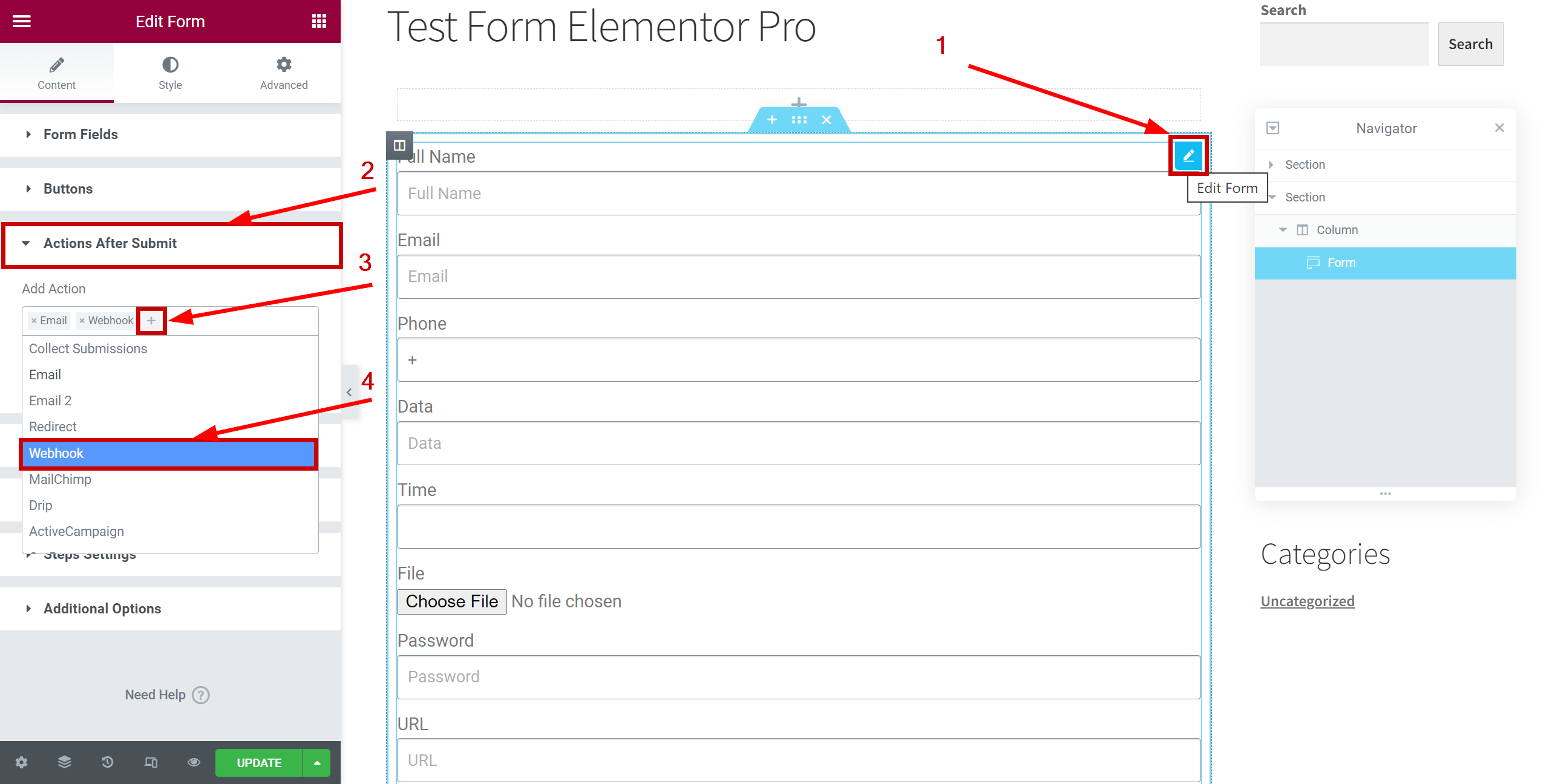 How to Connect Elementor as Data Source | Go to the Webhook settings section How to Connect Elementor as Data Source | Go to the Webhook settings section