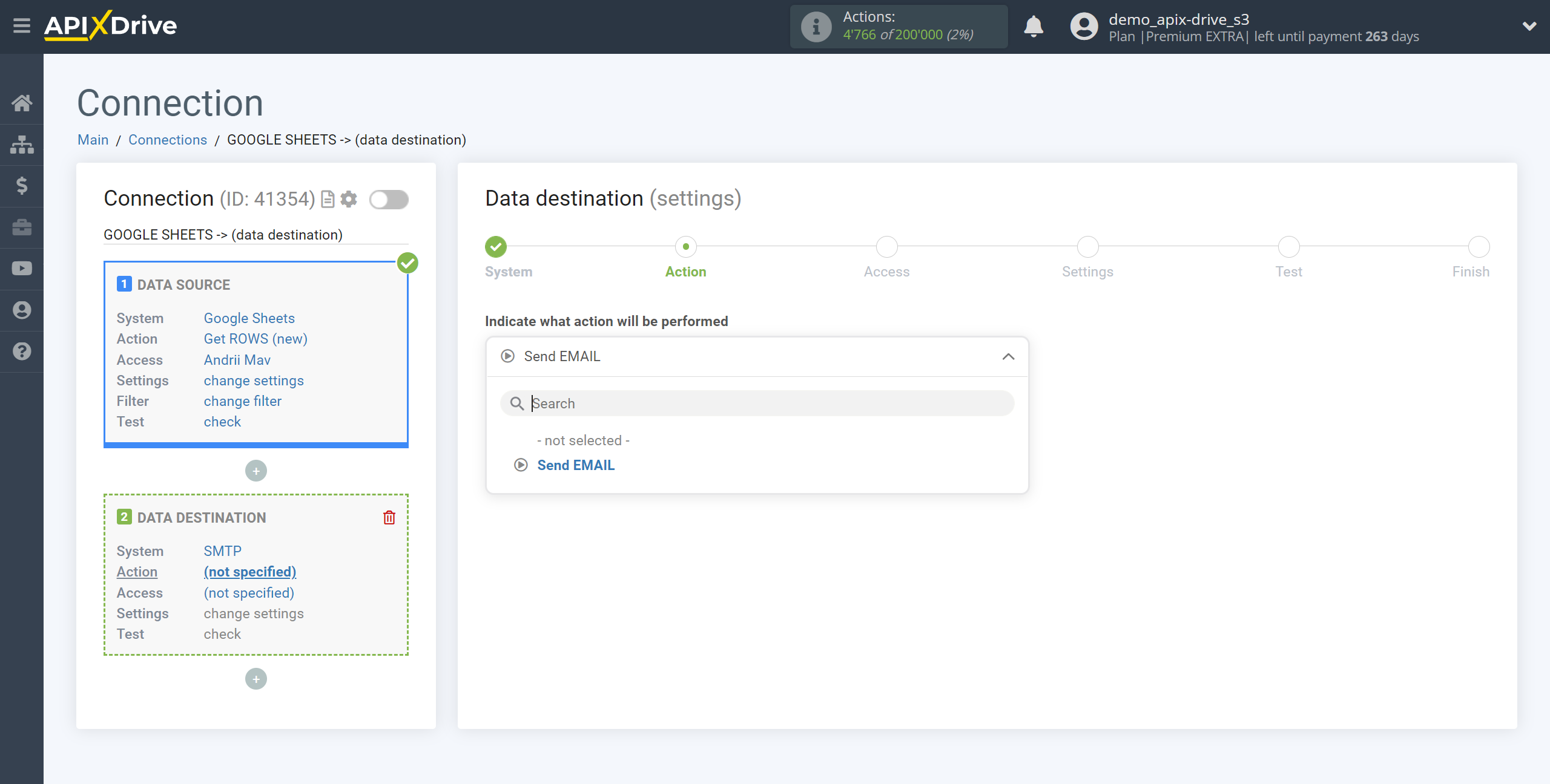 How to Connect SMTP as Data Destination | Action selection How to Connect SMTP as Data Destination | Action selection