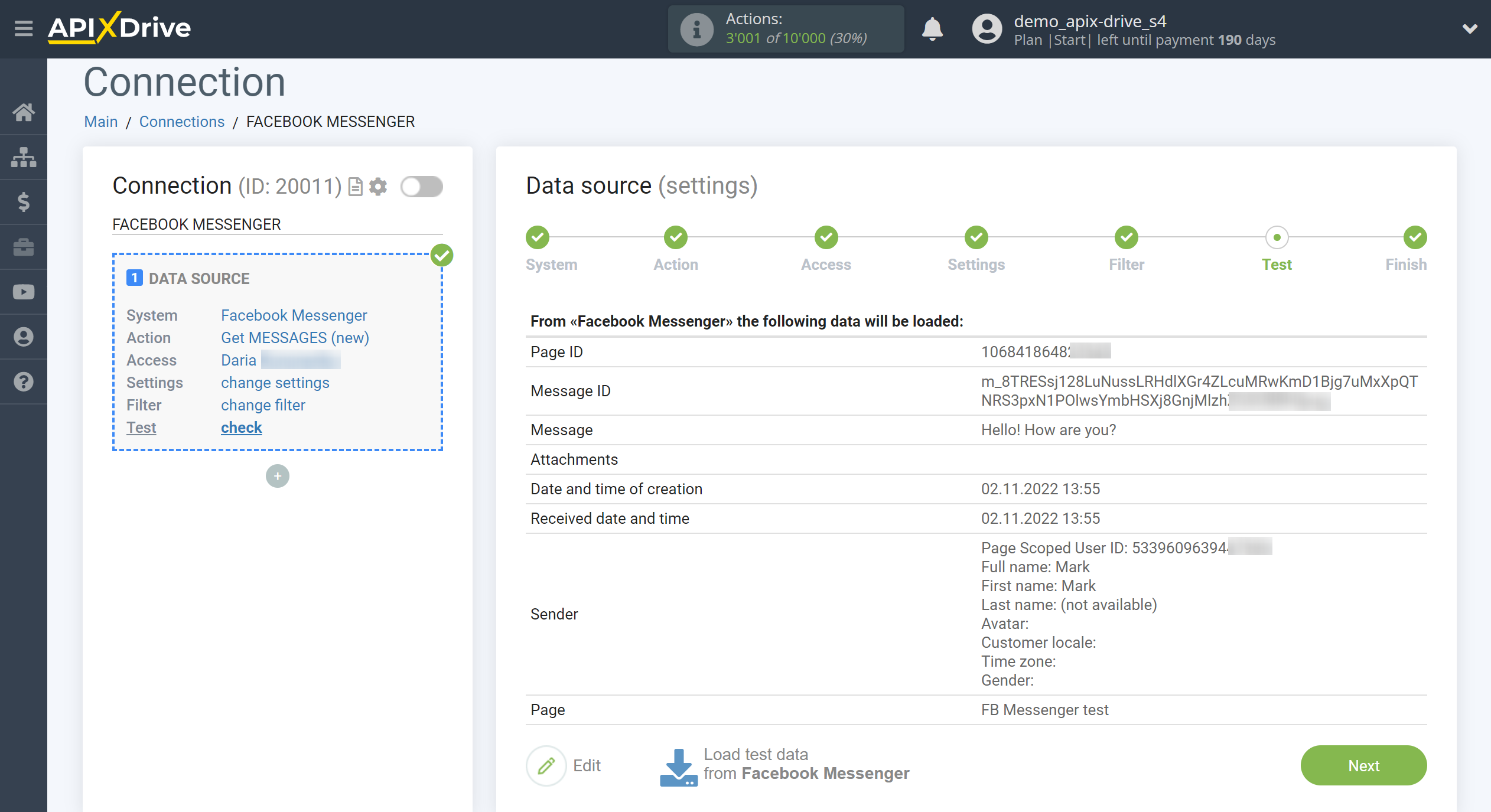 How to Connect Facebook Messenger as Data Source | Test data How to Connect Facebook Messenger as Data Source | Test data