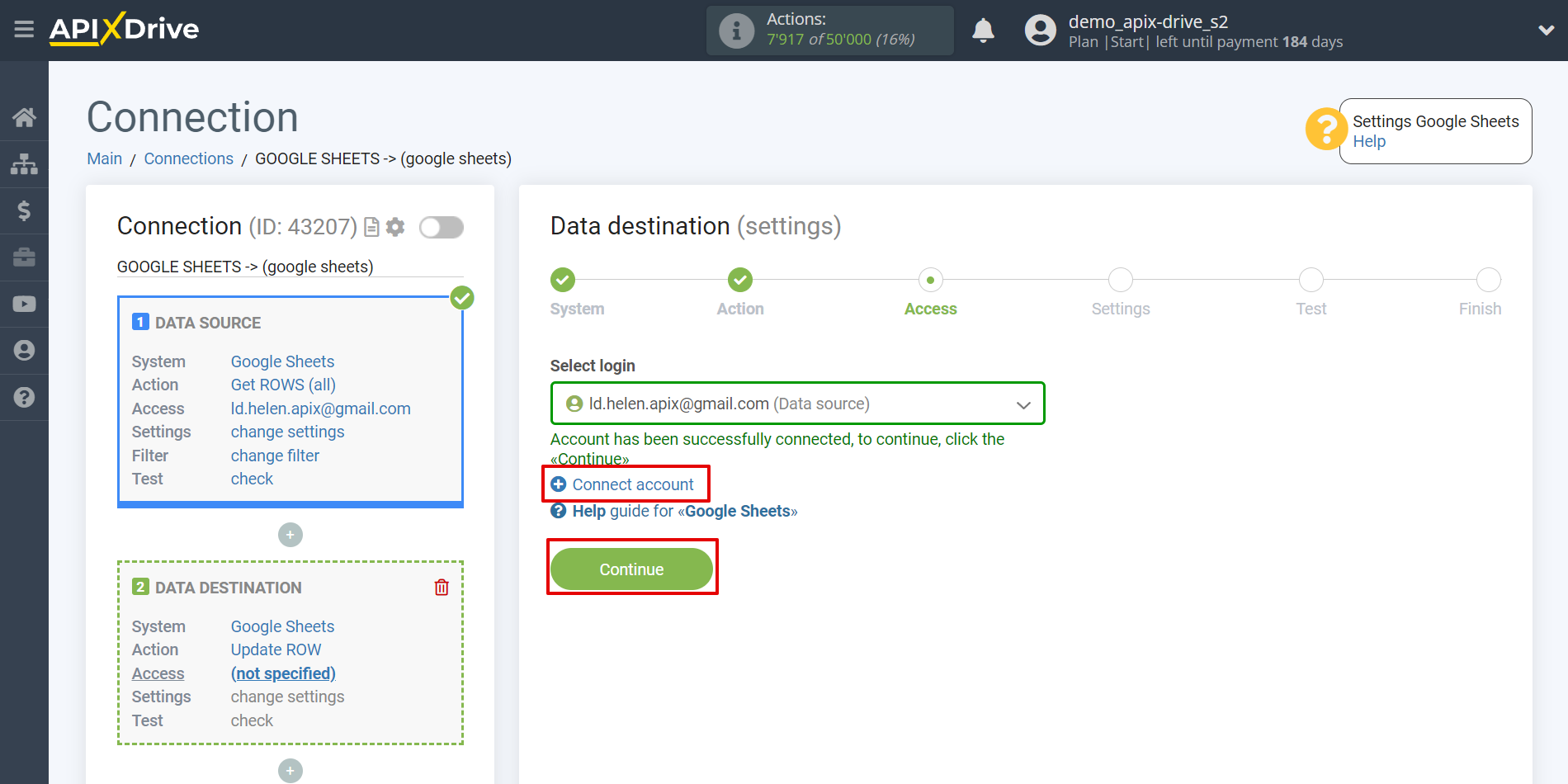 Setting up an Google Sheets to Update rows | Account selection Setting up an Google Sheets to Update rows | Account selection