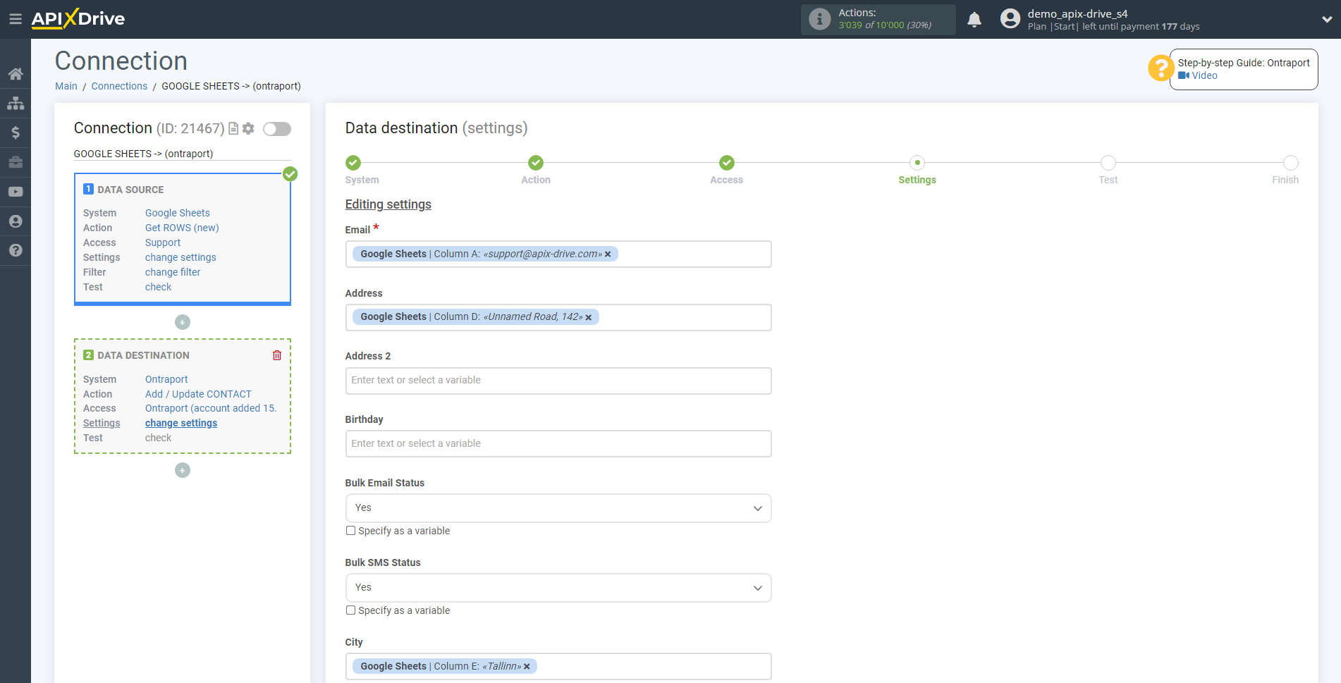 How to Connect Ontraport as Data Destination | Assigning fields How to Connect Ontraport as Data Destination | Assigning fields