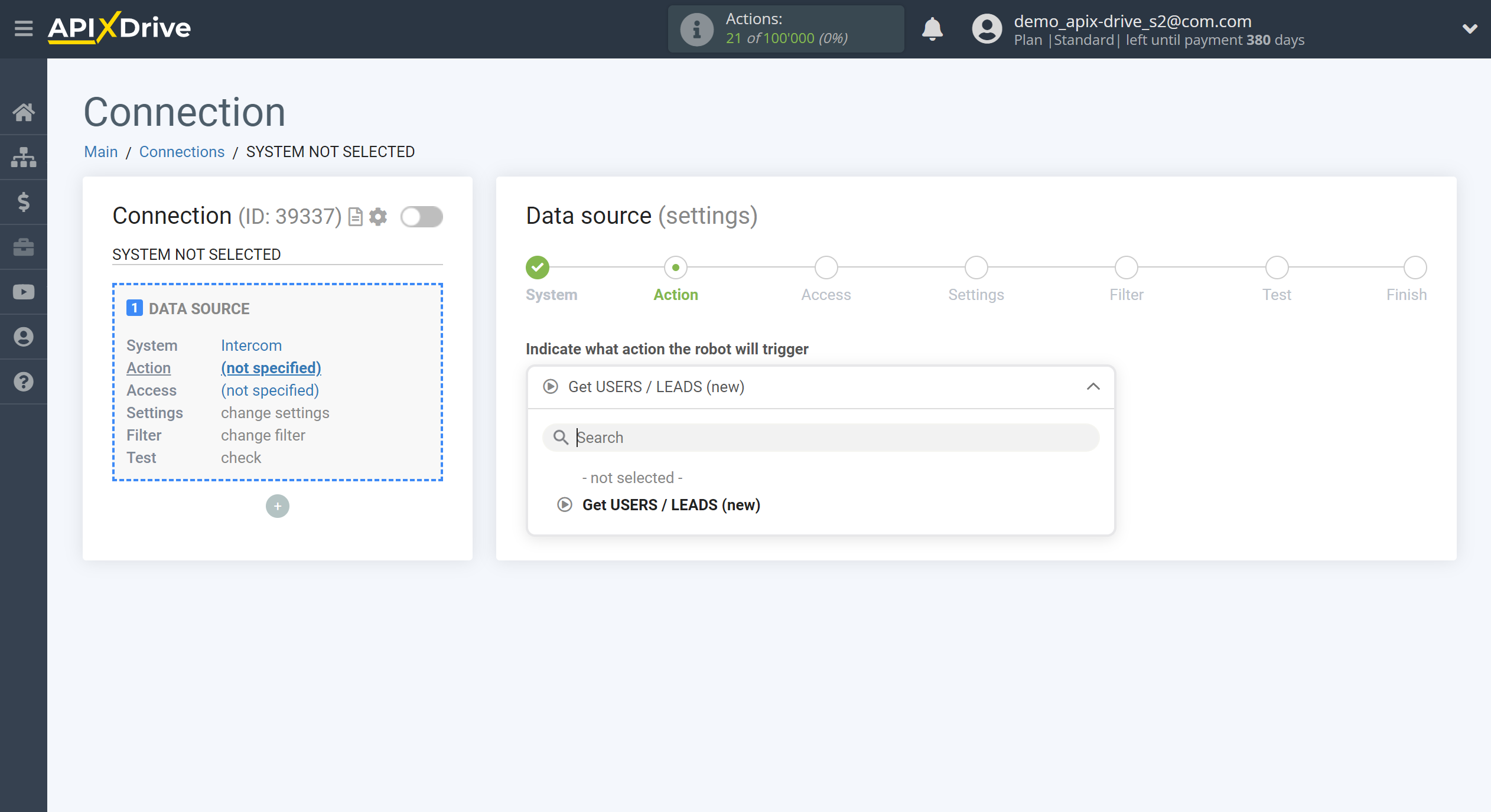How to Connect Intercom as Data Source | Action selection How to Connect Intercom as Data Source | Action selection