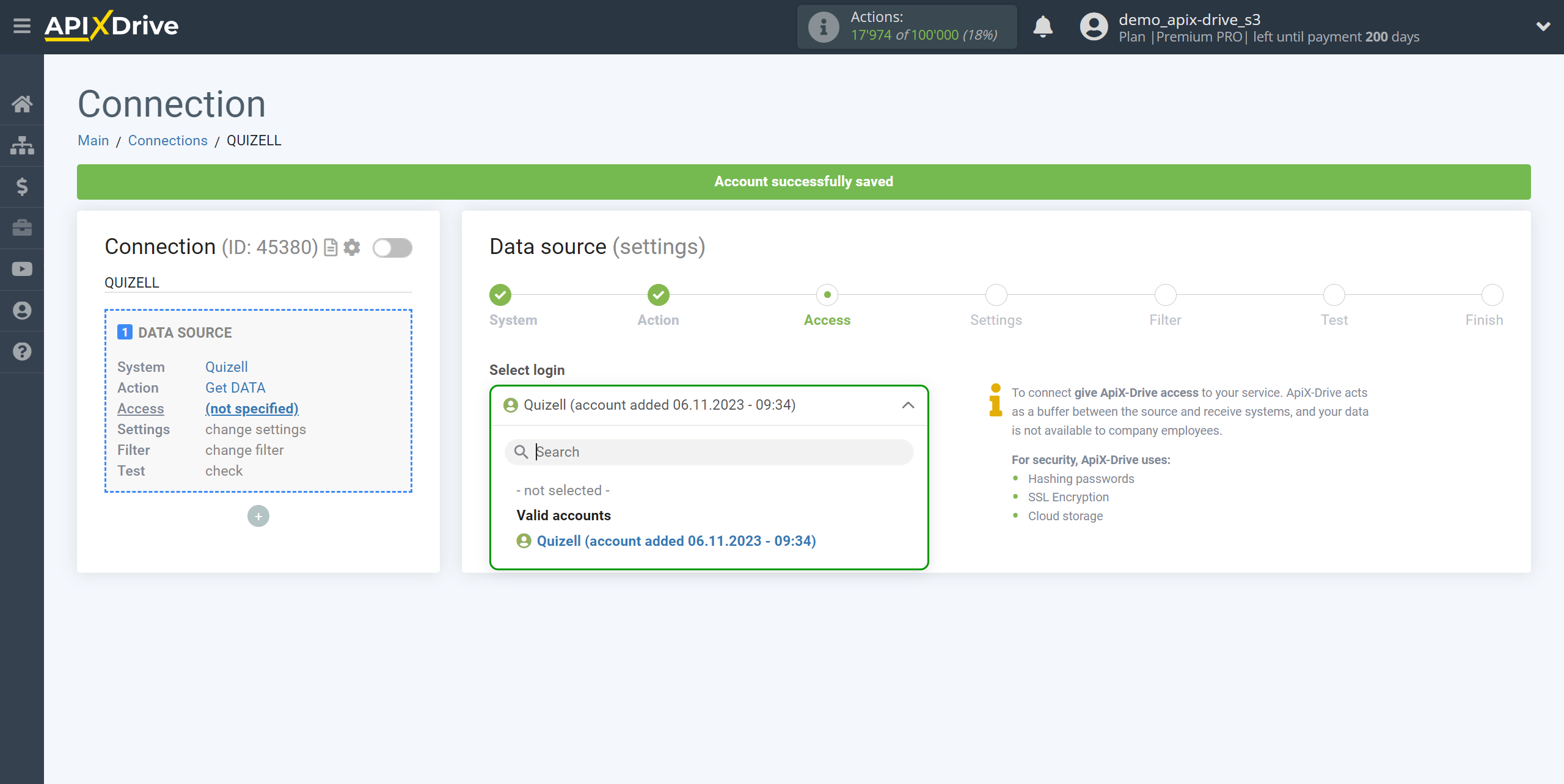 How to Connect Quizell as Data Source | Account selection How to Connect Quizell as Data Source | Account selection