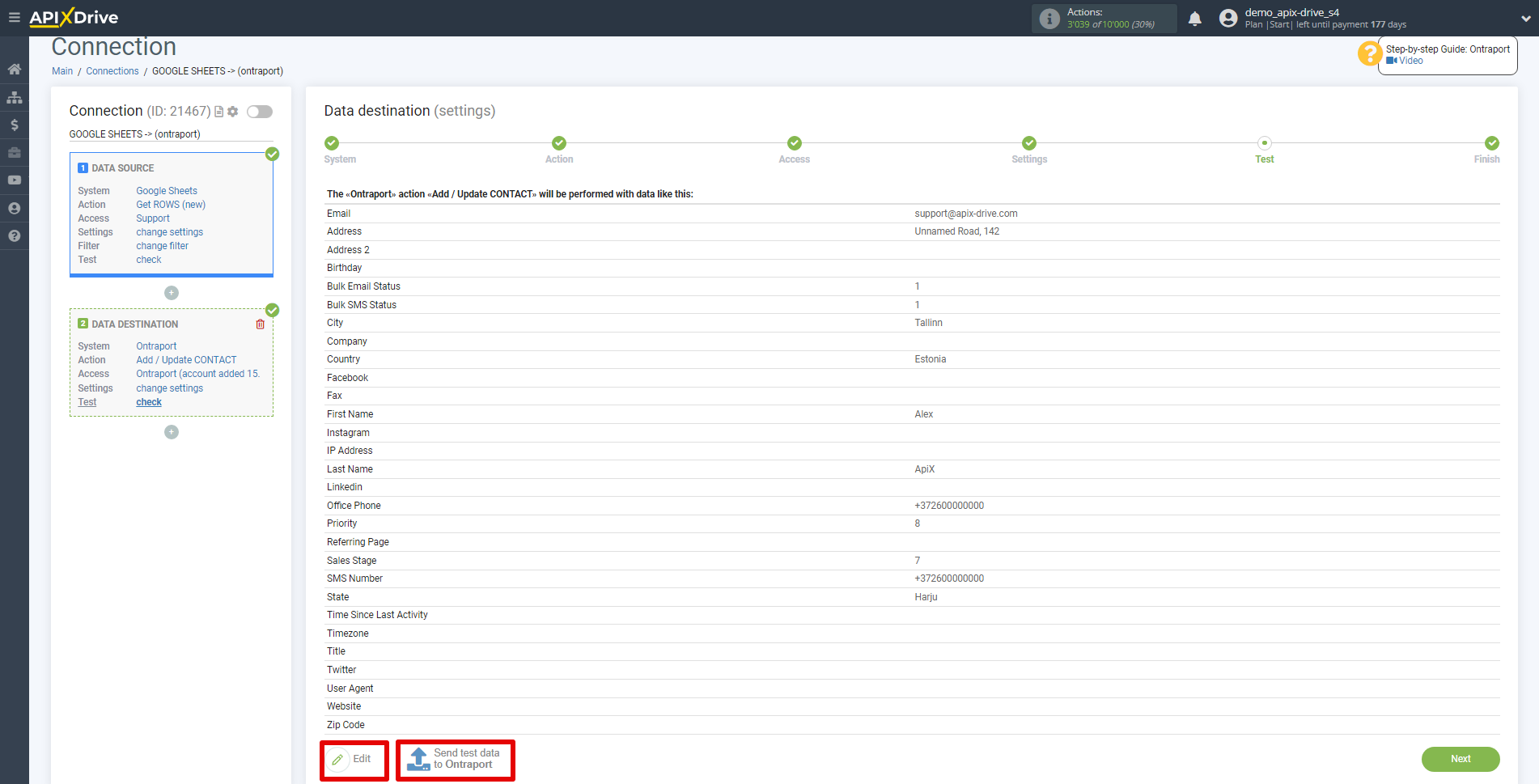 How to Connect Ontraport as Data Destination | Test data How to Connect Ontraport as Data Destination | Test data