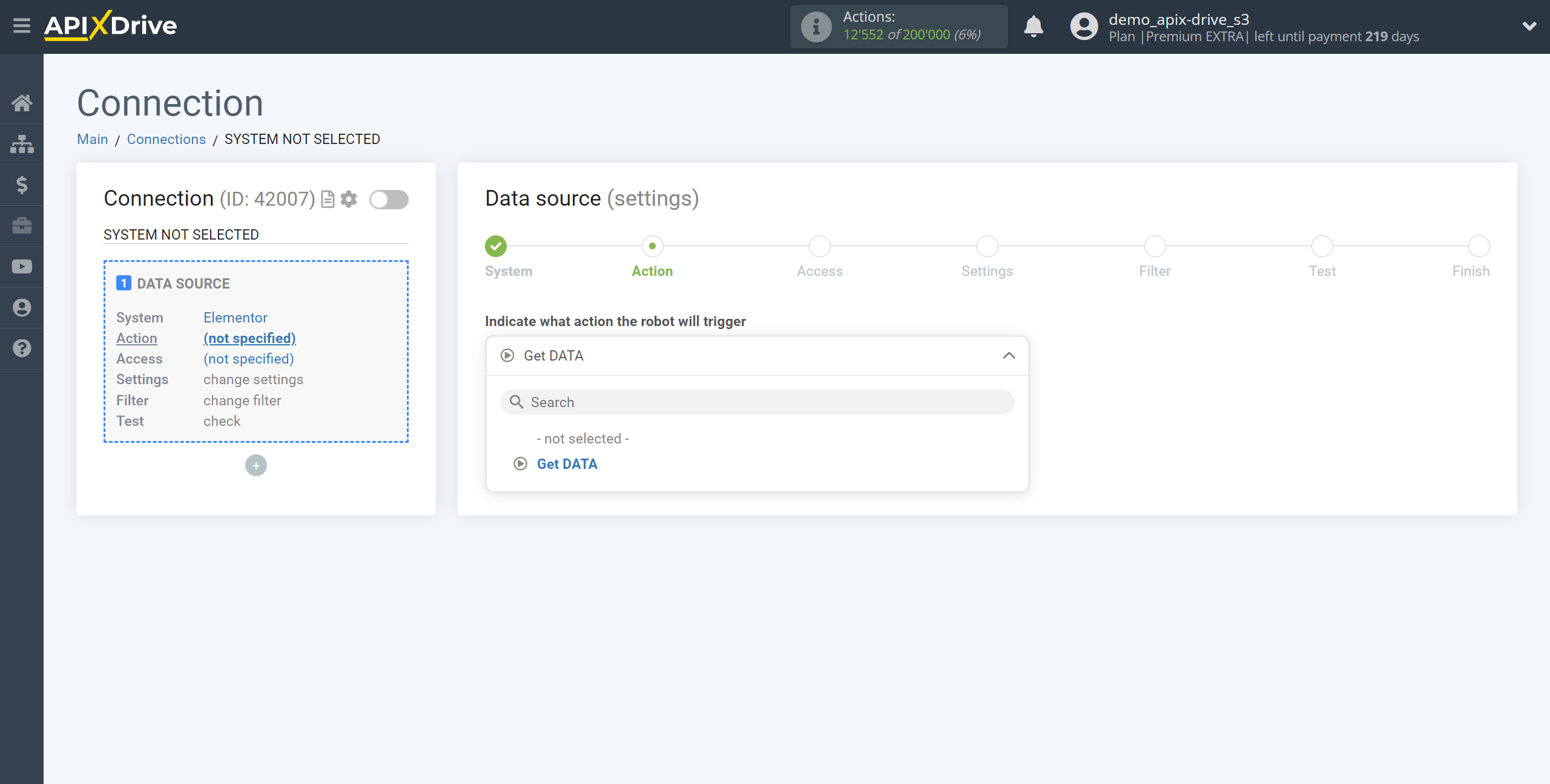 How to Connect Elementor as Data Source | Action selection How to Connect Elementor as Data Source | Action selection