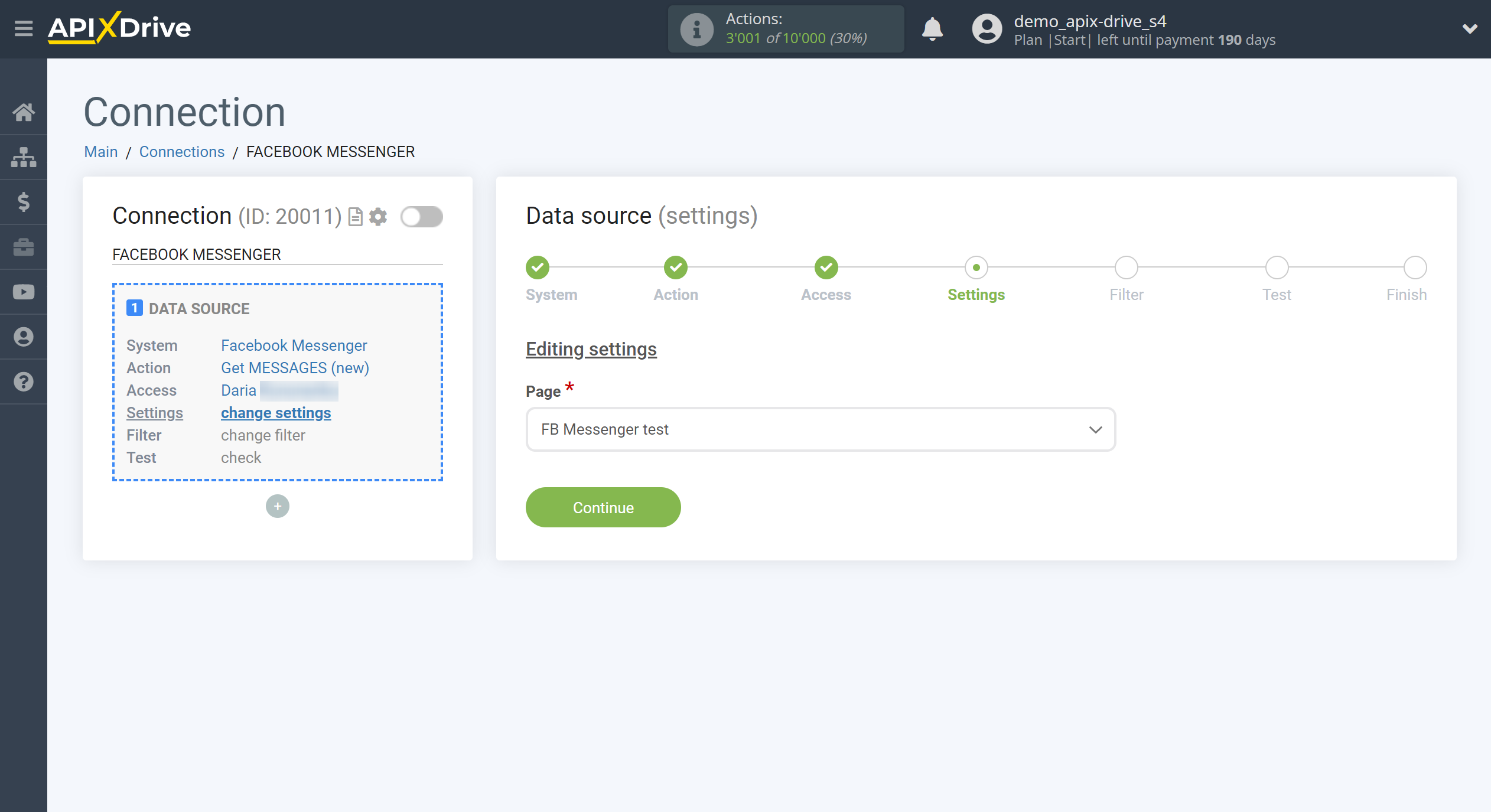 How to Connect Facebook Messenger as Data Source | Editing settings How to Connect Facebook Messenger as Data Source | Editing settings