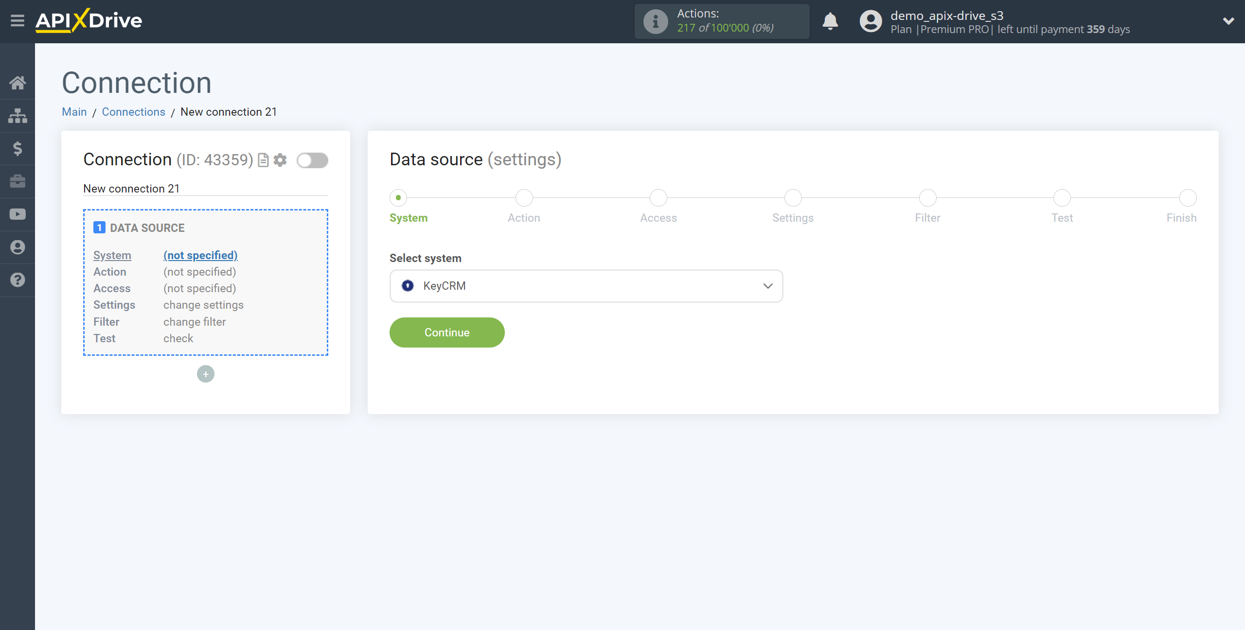 How to Connect KeyCRM as Data Source | System selection How to Connect KeyCRM as Data Source | System selection