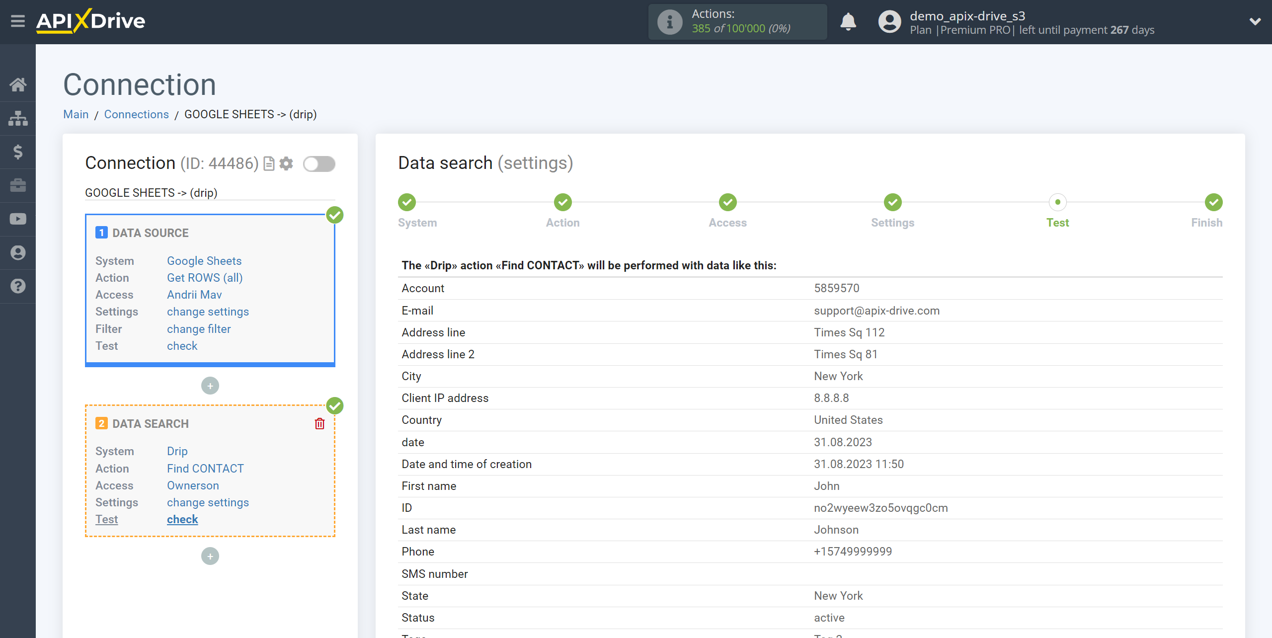 Setting up Drip Contact Search in Google Sheets | Test data Setting up Drip Contact Search in Google Sheets | Test data