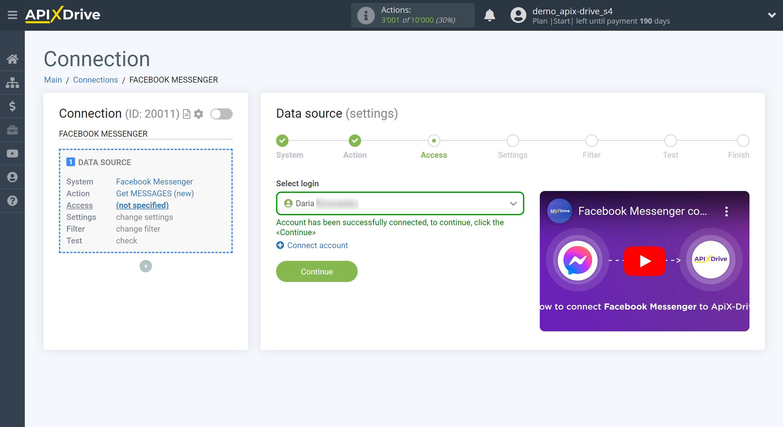 How to Connect Facebook Messenger as Data Source | Account selection How to Connect Facebook Messenger as Data Source | Account selection