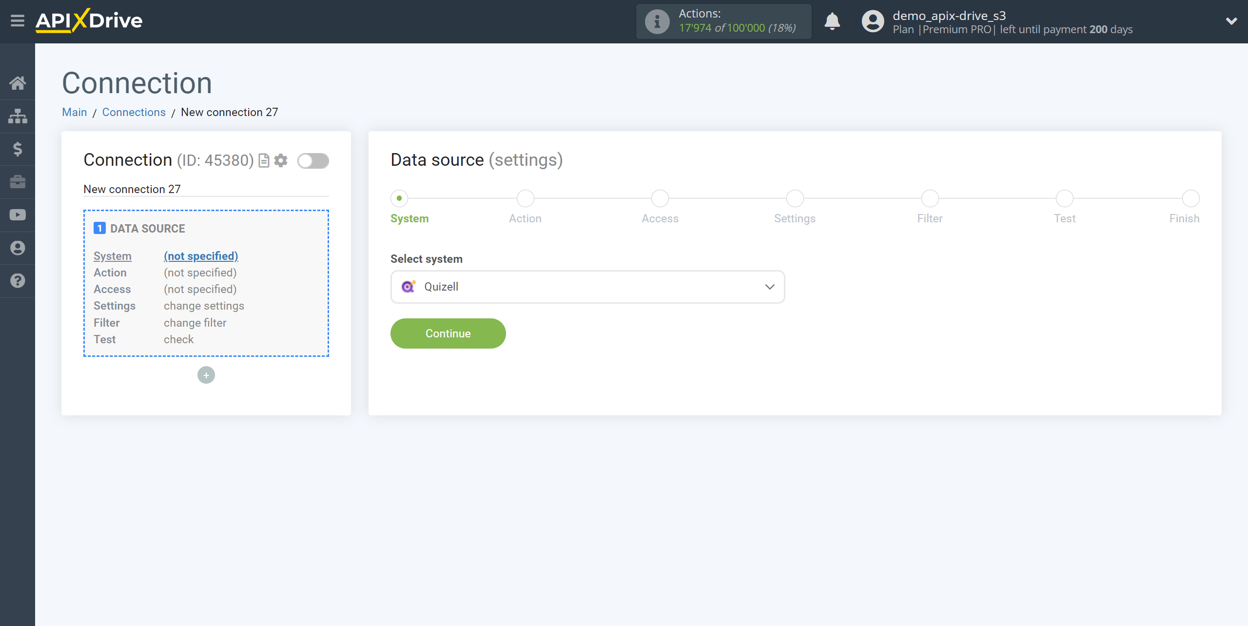 How to Connect Quizell as Data Source | System selection How to Connect Quizell as Data Source | System selection