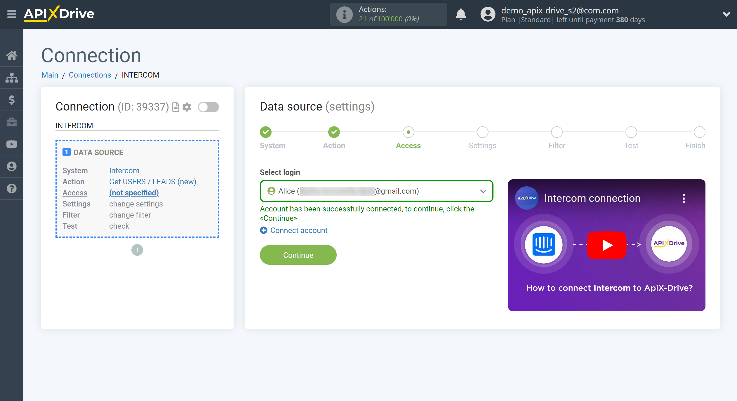 How to Connect Intercom as Data Source | Account selection How to Connect Intercom as Data Source | Account selection