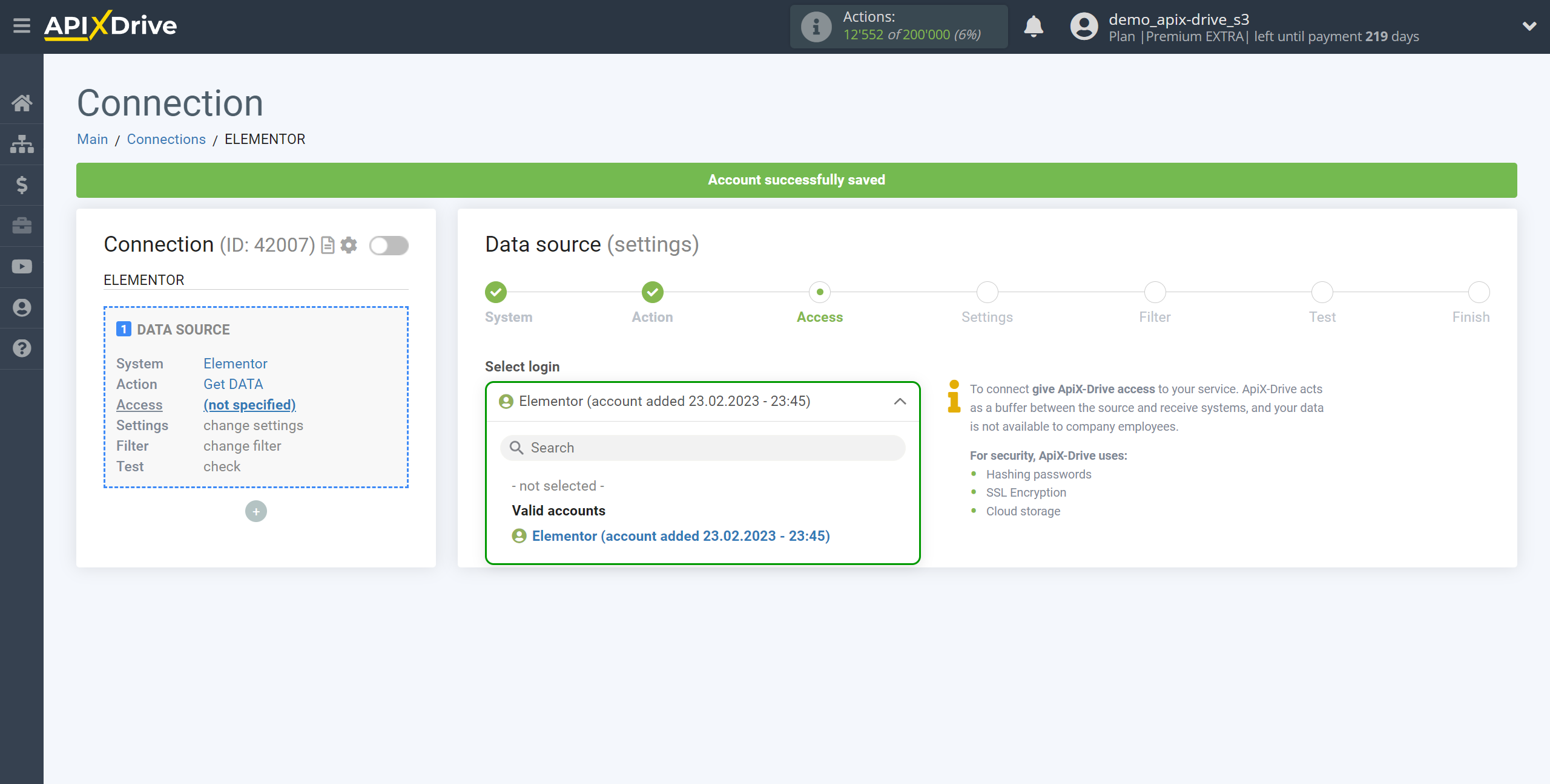 How to Connect Elementor as Data Source | Account selection How to Connect Elementor as Data Source | Account selection